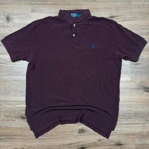 dark red burgundy polo ralph lauren polo shirt with blue pony